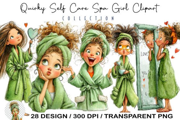Download Quirky Self Care Spa Girl Clipart - Spa Collection