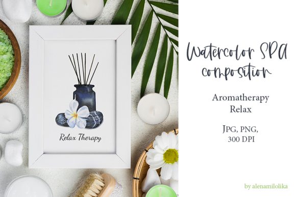 Download Watercolor SPA Composition. Aromatherapy - Spa Collection