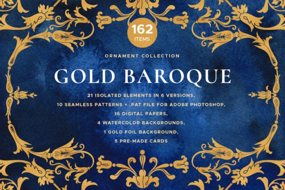 Download Gold Baroque Ornament Graphic Collection - Ornament Collection