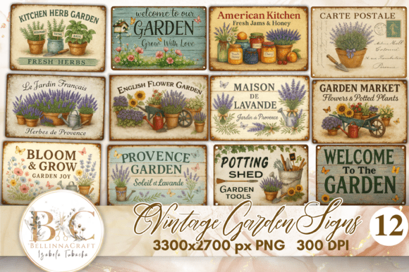 Download Vintage Garden Signs Clipart Bundle - Garden Collection